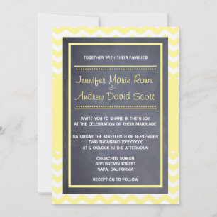 Yellow Chevron Wedding Invitation
