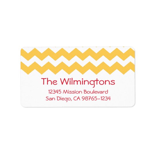 Yellow chevron zigzag pattern return address address label