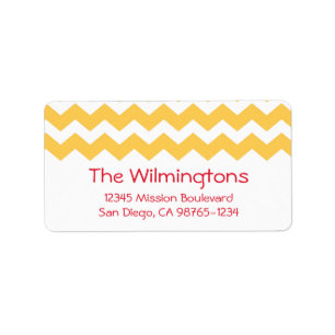 Yellow chevron zigzag pattern return address label