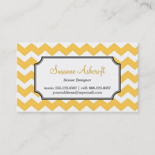 Yellow chevron zigzag pattern stylish personal business card