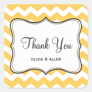 Yellow chevron zigzag pattern thank you favour tag