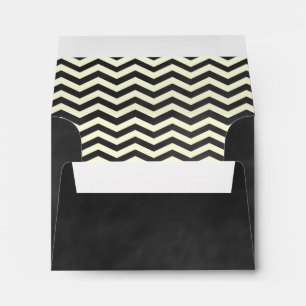Yellow Chevrons on Chalkboard RSVP Envelope