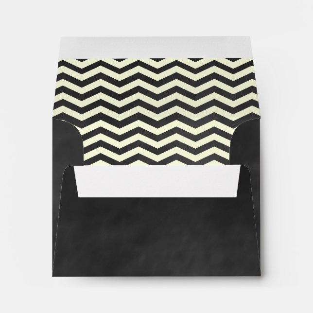 Yellow Chevrons on Chalkboard RSVP Envelope (Back (Bottom))