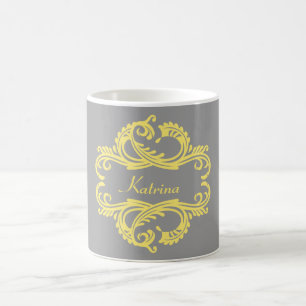 Yellow Chic Damask Mug