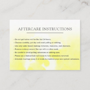 Yellow chic Lash Extension Microblading Aftercare Business Card