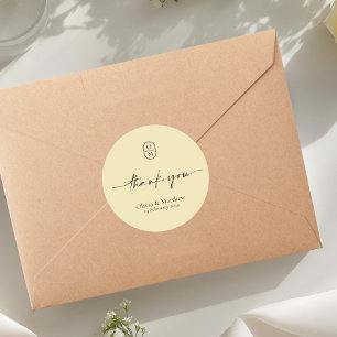Yellow Chic & Modern Wedding Monogram Classic Round Sticker