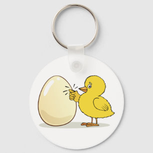 Yellow Chick And Egg Key Ring