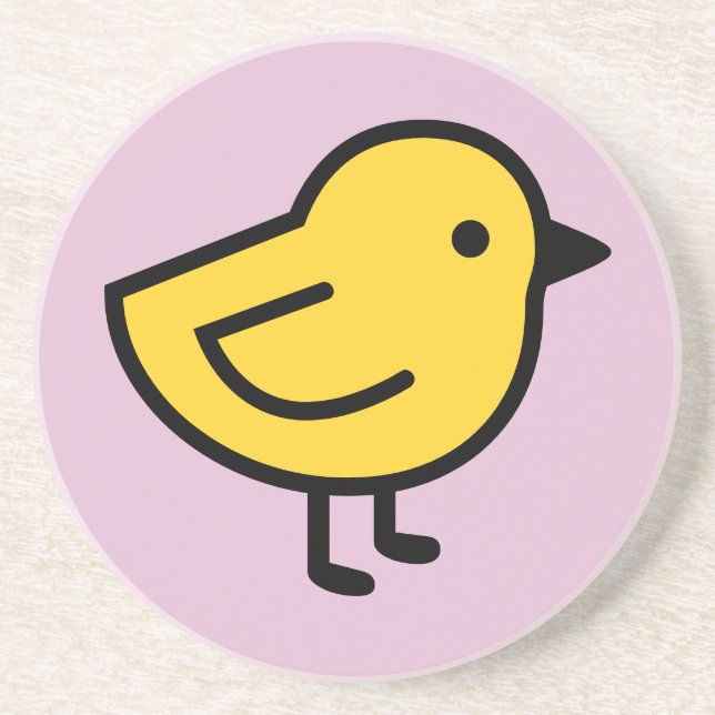Yellow Chick Bird On A Pink Coaster (Front)