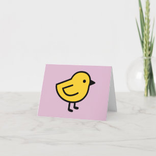 Yellow Chick Bird On A Pink Thank You Card