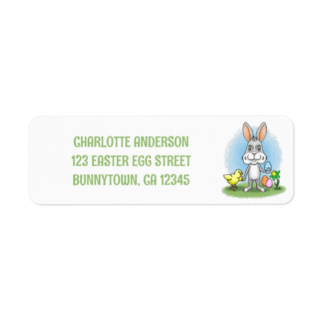 Yellow Chicken and the Easter Bunny Return Address Label (Front)