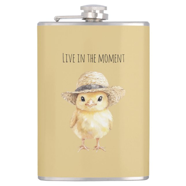 Yellow Chicken Hat Hip Flask (Front)