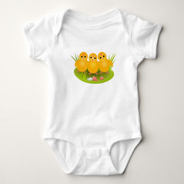 Yellow chicks baby bodysuit (Front)