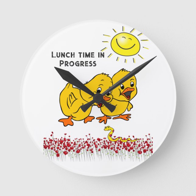 Yellow Chicks Sun Floral Clock (Front)