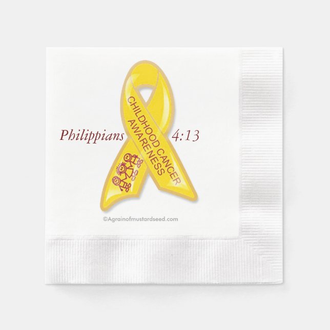 Yellow Childhood Cancer Ribbon Napkin (Front)
