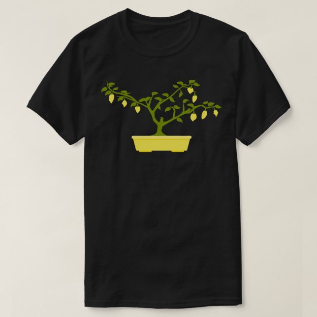 Yellow Chilli Bonsai in Yellow Bonsai Pot T-Shirt (Design Front)