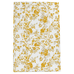 Yellow Chinoiserie Floral Toile Pattern 3 Garden P Medium Gift Bag