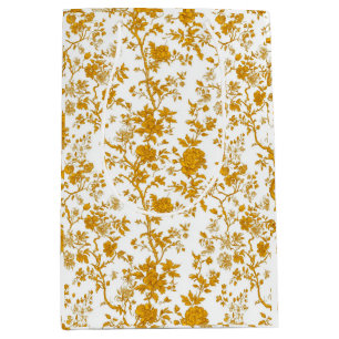 Yellow Chinoiserie Floral Toile Pattern 7 Garden P Medium Gift Bag