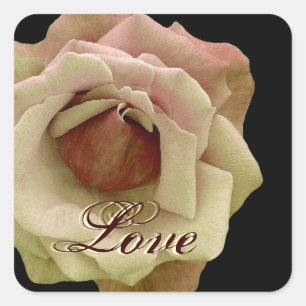 Yellow Chocolate LOVE Wedding Rose Square Sticker