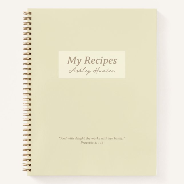 Yellow Christian Proverbs 31:3 Verse Recipe Book (Front)