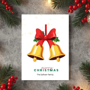 Yellow Christmas Bells Holiday Greeting Card