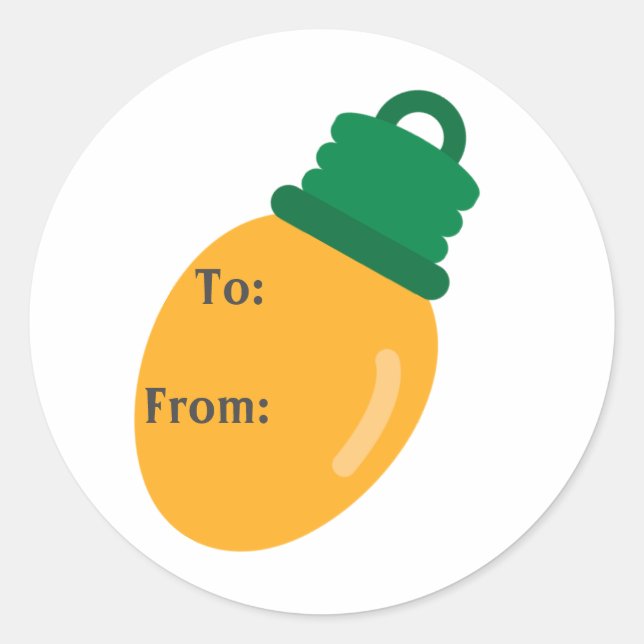 Yellow Christmas Bulb Gift Tag Sticker (Front)