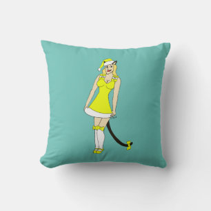 Yellow Christmas catgirl Cushion