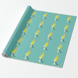 Yellow Christmas catgirl Wrapping Paper