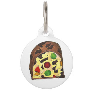 Yellow Christmas Fruitcake Fruit Cake Slice Food Pet Tag