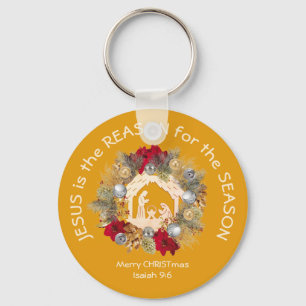 Yellow Christmas JESUS IS THE REASON Key Ring
