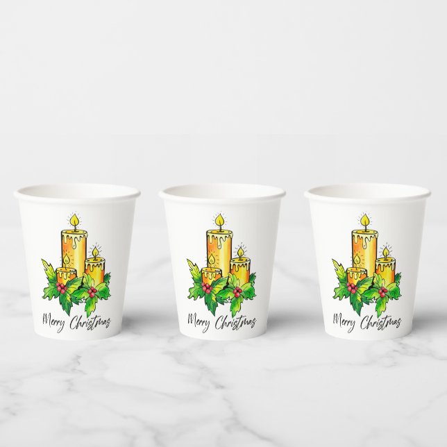 Yellow Christmas  Paper Cups (Multi)