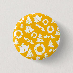 Yellow Christmas Pattern 3 Cm Round Badge