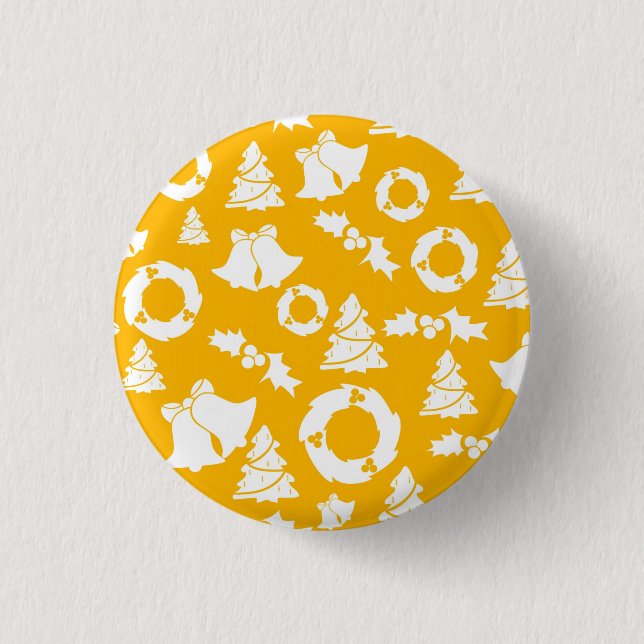 Yellow Christmas Pattern 3 Cm Round Badge (Front)