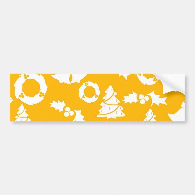 Yellow Christmas Pattern Bumper Sticker (Front)