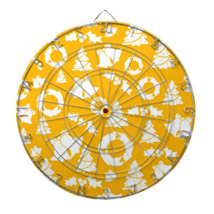 Yellow Christmas Pattern Dartboard
