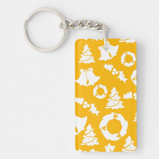 Yellow Christmas Pattern Key Ring (Front)
