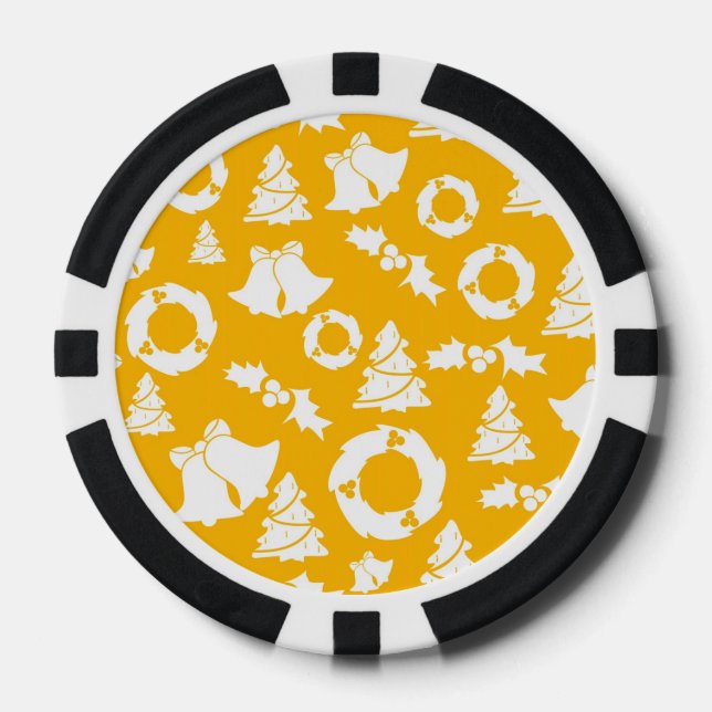 Yellow Christmas Pattern Poker Chips (Front)