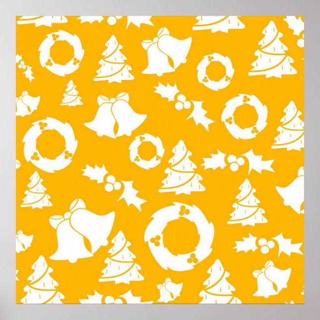 Yellow Christmas Pattern Poster (Front)