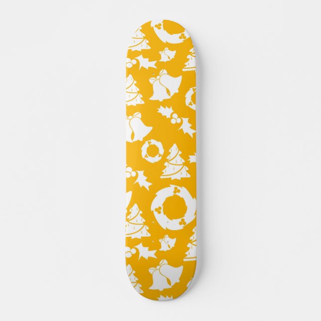 Yellow Christmas Pattern Skateboard (Front)