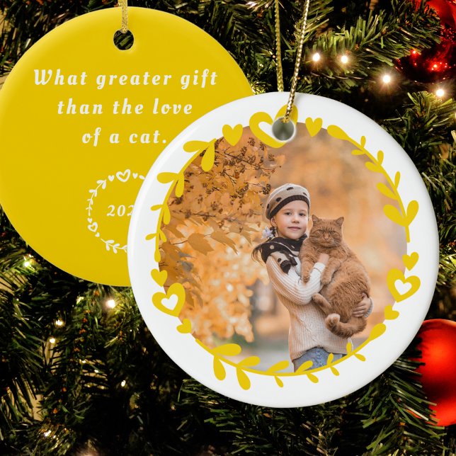 Yellow Christmas Pet Photo Ornament (Creator Uploaded)