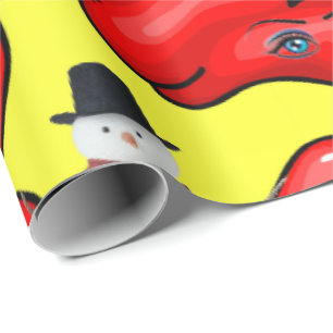 Yellow Christmas Red Peppers Wrapping Paper