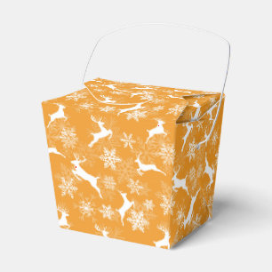 Yellow Christmas snowflakes deer pattern Favour Box