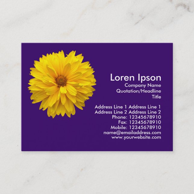 Yellow Chrysanthemum - Dark Violet Business Card (Front)