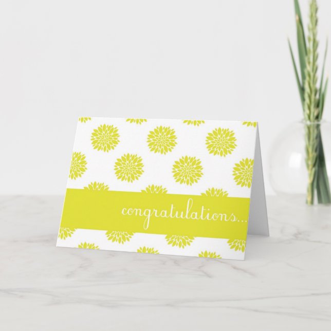 Yellow Chrysanthemum Floral Congratulations Card (Front)