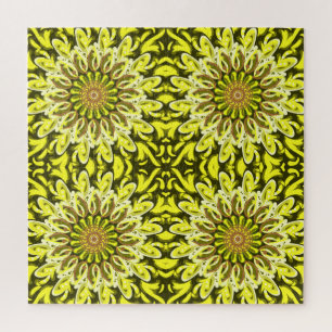 Yellow Chrysanthemum Floral Pattern Abstract  Jigsaw Puzzle
