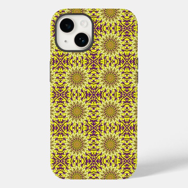 Yellow Chrysanthemum Floral Purple Patterned Case-Mate iPhone Case (Back)