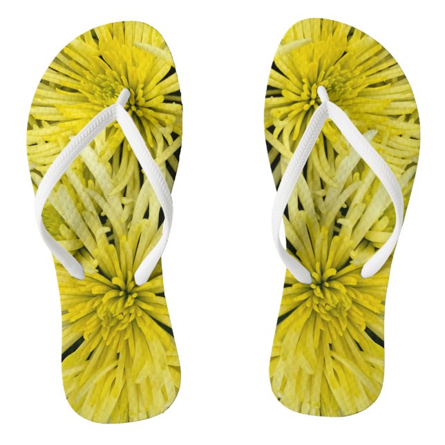 Yellow Chrysanthemum Floral Thongs (Footbed)