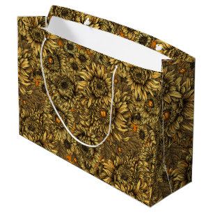 Yellow chrysanthemum flowers and orange beetles large gift bag
