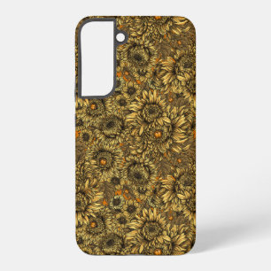 Yellow chrysanthemum flowers and orange beetles samsung galaxy case
