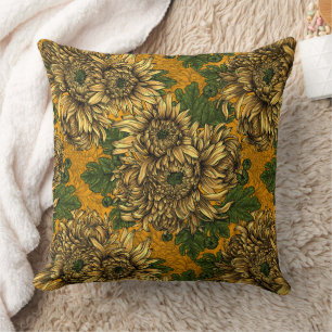 Yellow chrysanthemum flowers cushion