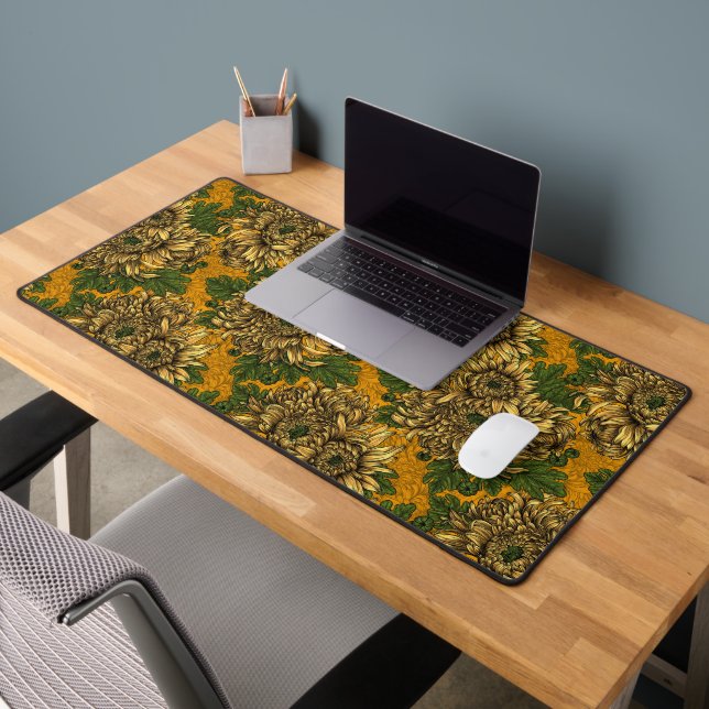 Yellow chrysanthemum flowers desk mat (Office 2)